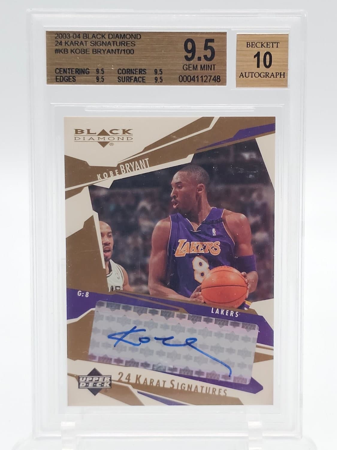 Kobe Bryant 2003-04 Black Diamond 24 Karat Signatures Auto Bgs 9.5 Q5758