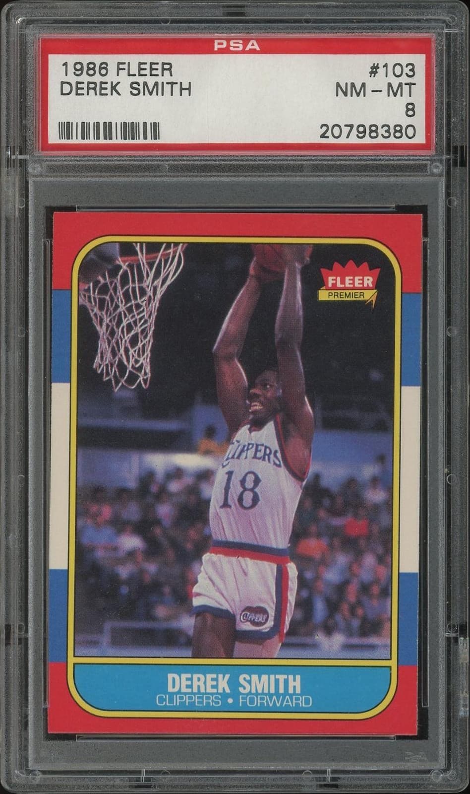 1986/87 Fleer Basketball #103 Derek Smith PSA 8 (NM-MT)