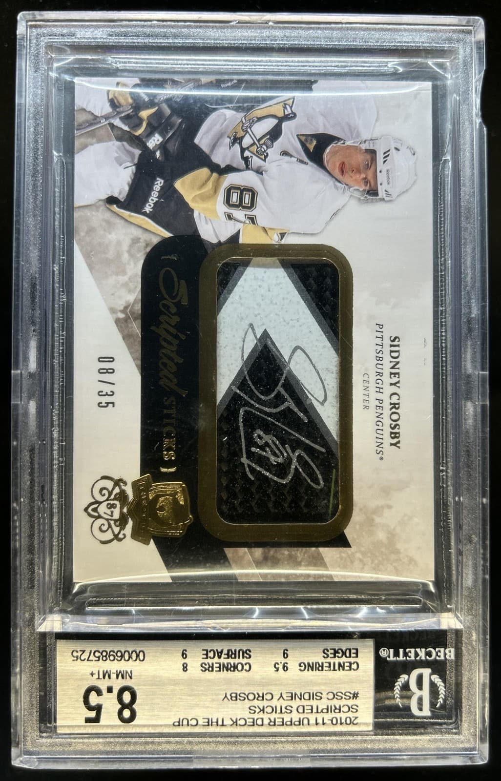 2011-12 Upper Deck The Cup Sidney Crosby Scripted Sticks Auto #/35 BGS 8.5 10