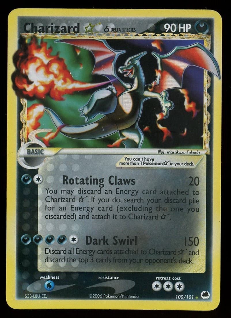 2006 Pokemon ex Dragon Frontiers #100/101 Charizard Gold Star Holo