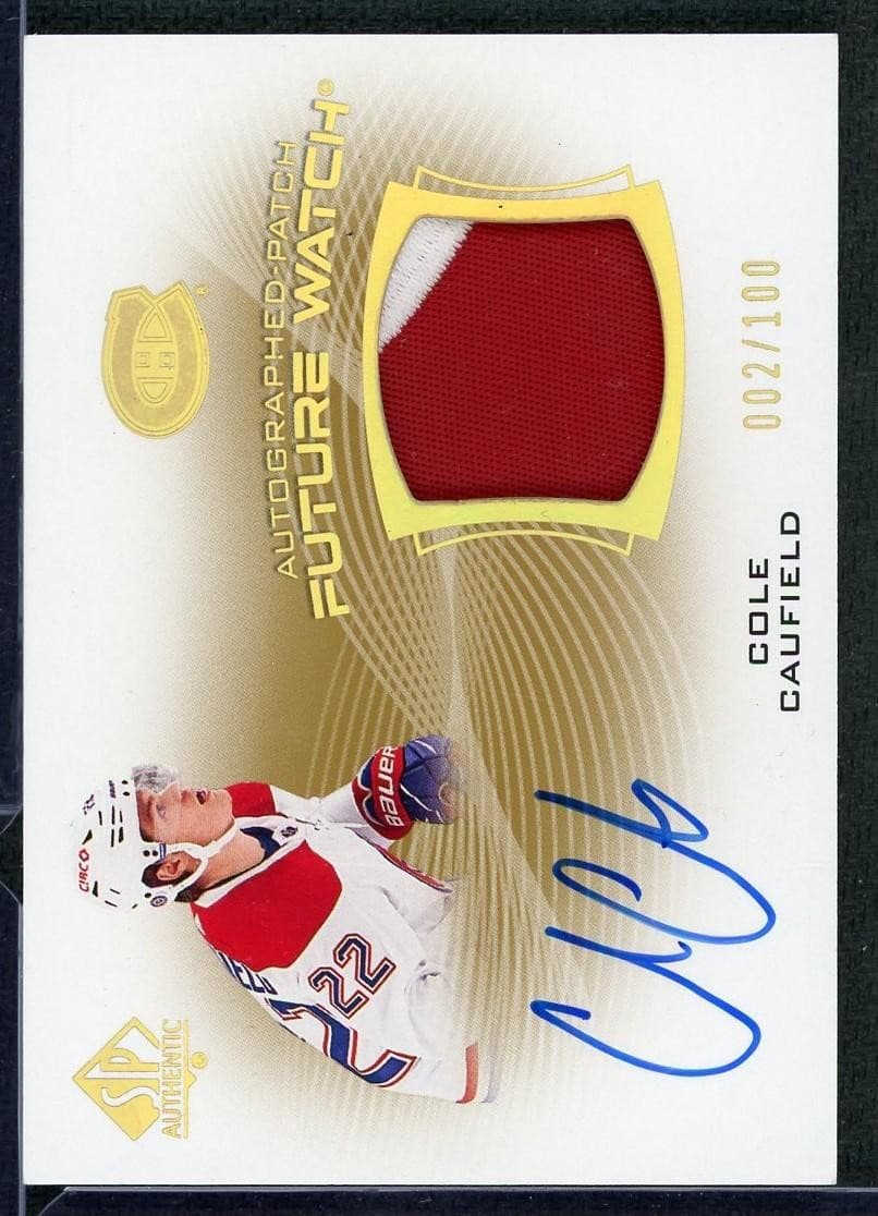 2021/22 Upper Deck SP Authentic Cole Caufield Future Watch Patch Auto /100