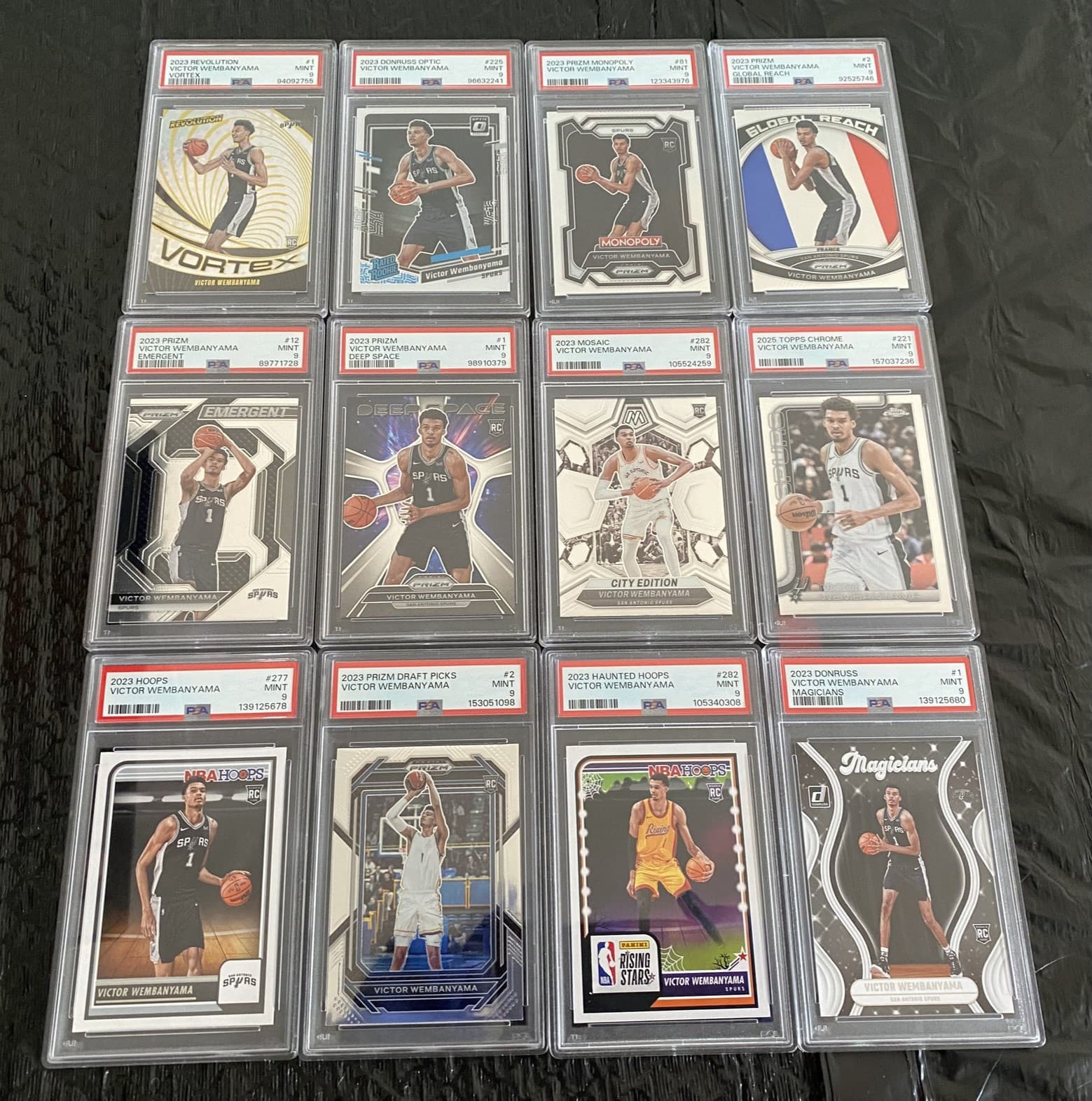 VICTOR WEMBANYAMA LOT OF 12 PSA-9 MINT PROFESSIONALLY GRADED ROOKIE CARDS-WEMBY