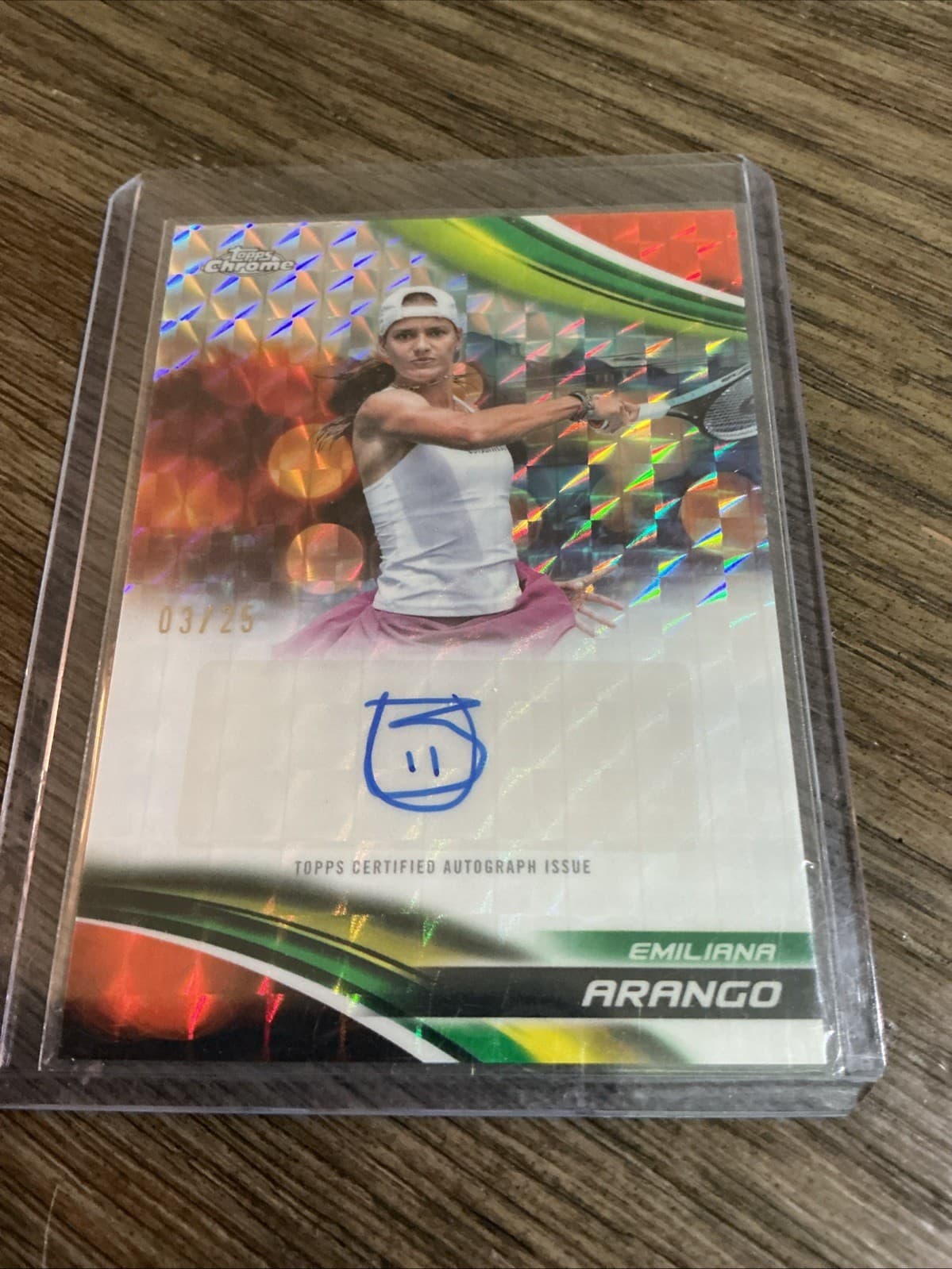 Emiliana Arango 2025 Topps Chrome Tennis - Geometric Orange Refractor Auto 03/25