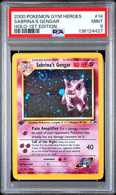 Pokemon Sabrina'S Gengar 2000 Gym Heroes #14 1st Edition Holo Psa 9
