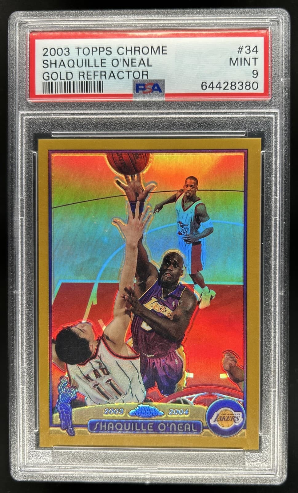 2003-04 Topps Chrome Shaquille O'Neal Refractor Gold #/99 Lakers PSA 9