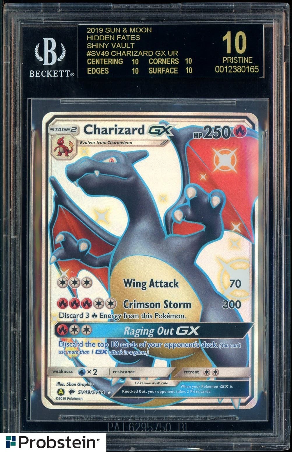 2019 Pokemon Sun & Moon Hidden Fates SV49 Charizard Gx BGS 10 BLACK LABEL