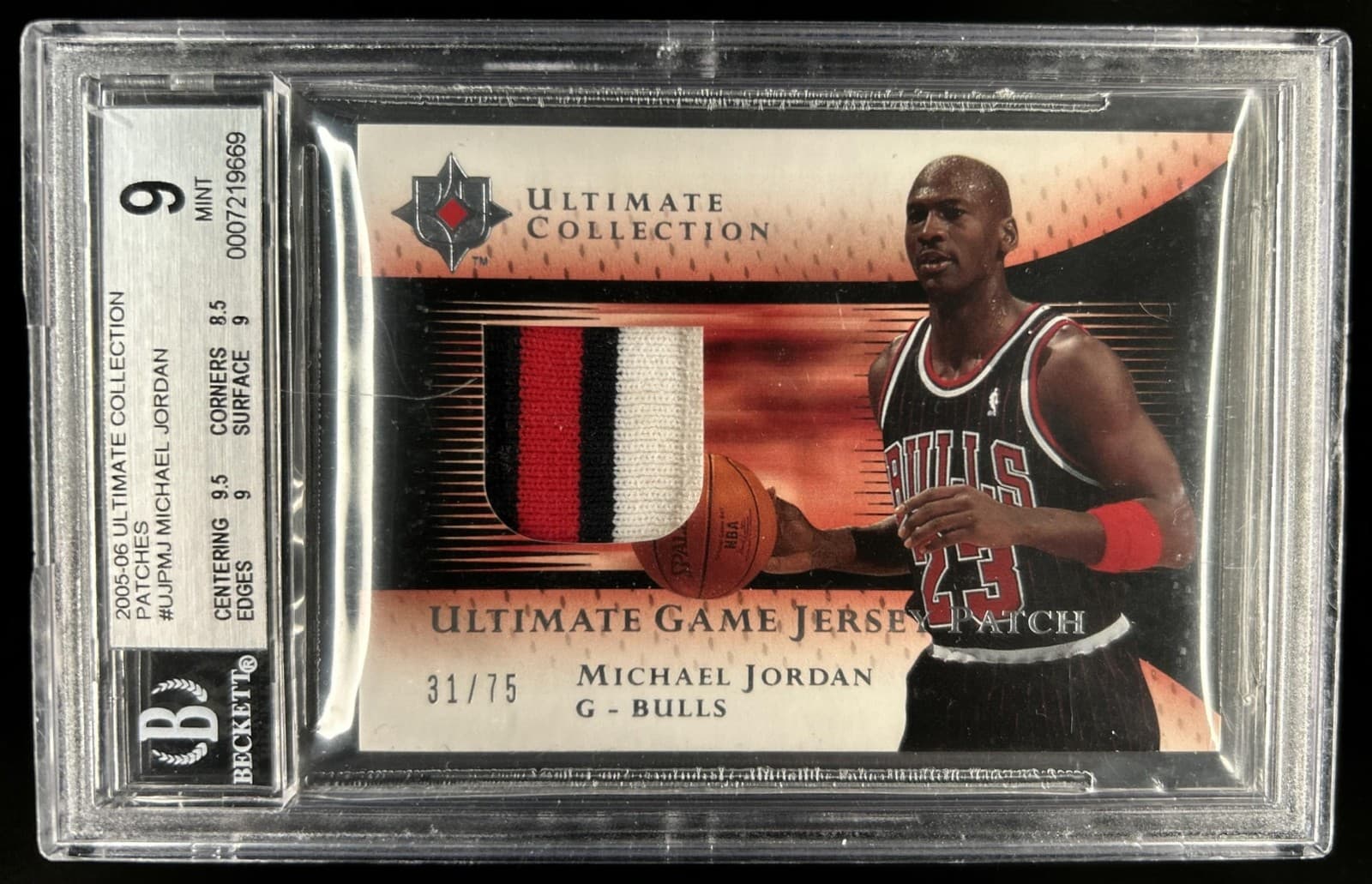 2005-06 Upper Deck Ultimate Michael Jordan Game Jersey Patch #/75 BGS 9