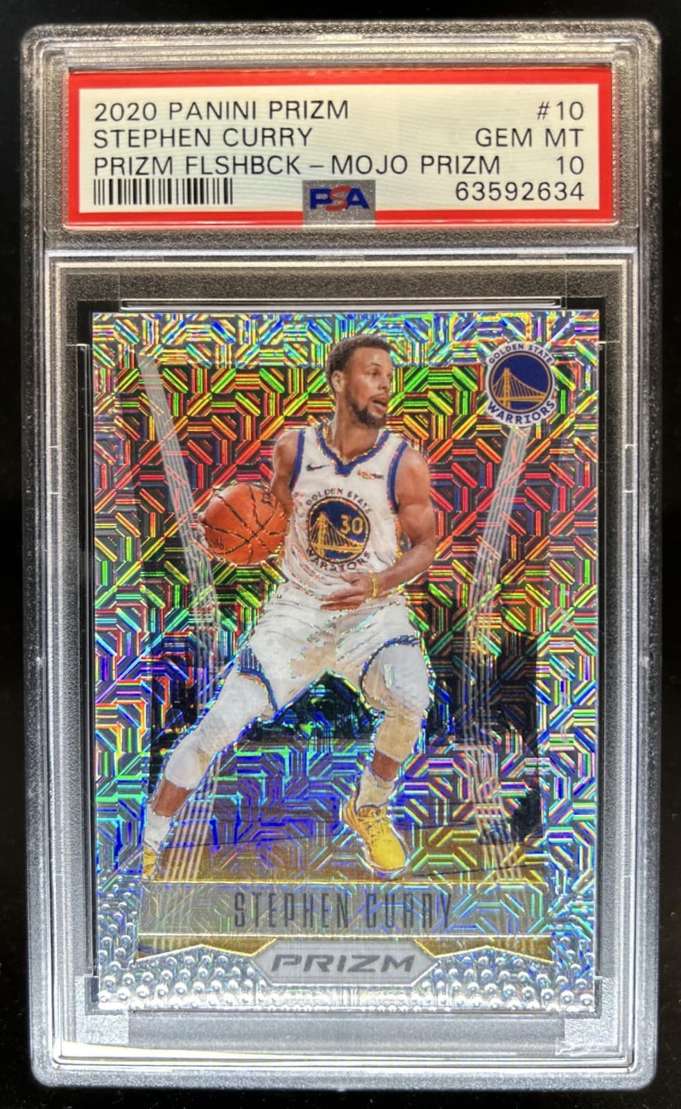 2020-21 Panini Prizm Stephen Curry Flashback Prizm Mojo #/25 Warriors PSA 10