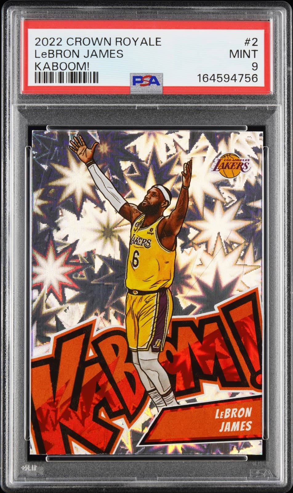 2022 PANINI CROWN ROYALE KABOOM! #2 LEBRON JAMES PSA 9