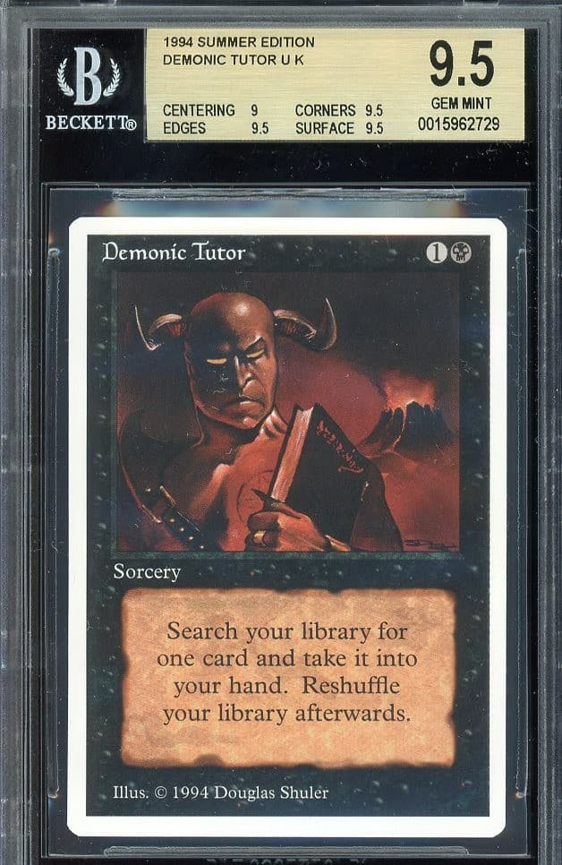 BGS 9.5 Summer Magic Demonic Tutor ~ 1994 Vintage MTG/Magic: The Gathering!!!