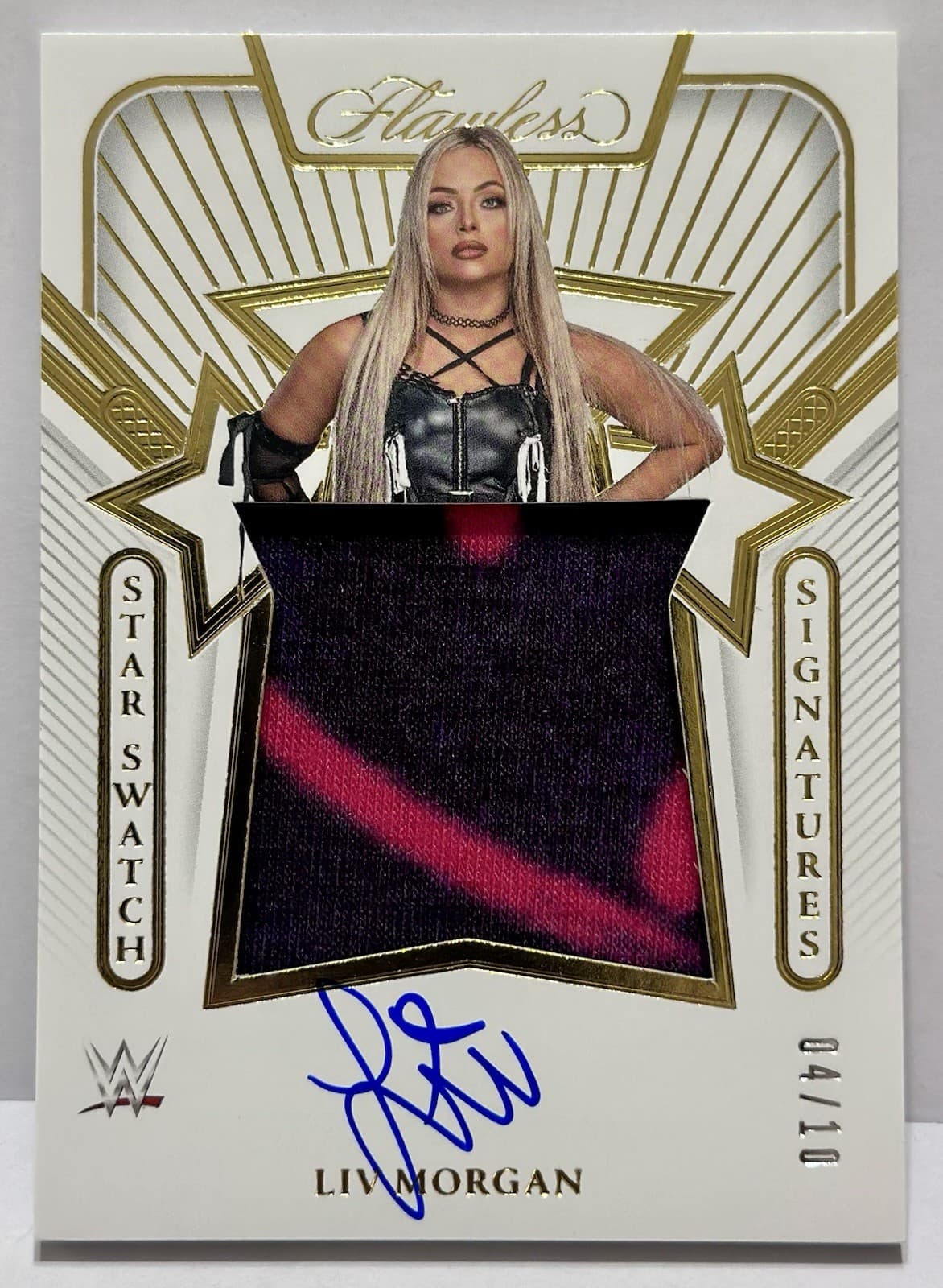 2024 Panini Flawless #SS-LVM Liv Morgan Star Swatches Patch Auto Gold /10