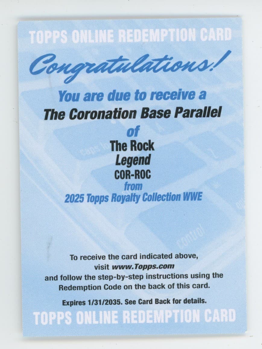 THE ROCK 2025 Topps Royalty WWE #COR-ROC Coronation Auto Autograph Base SP /25