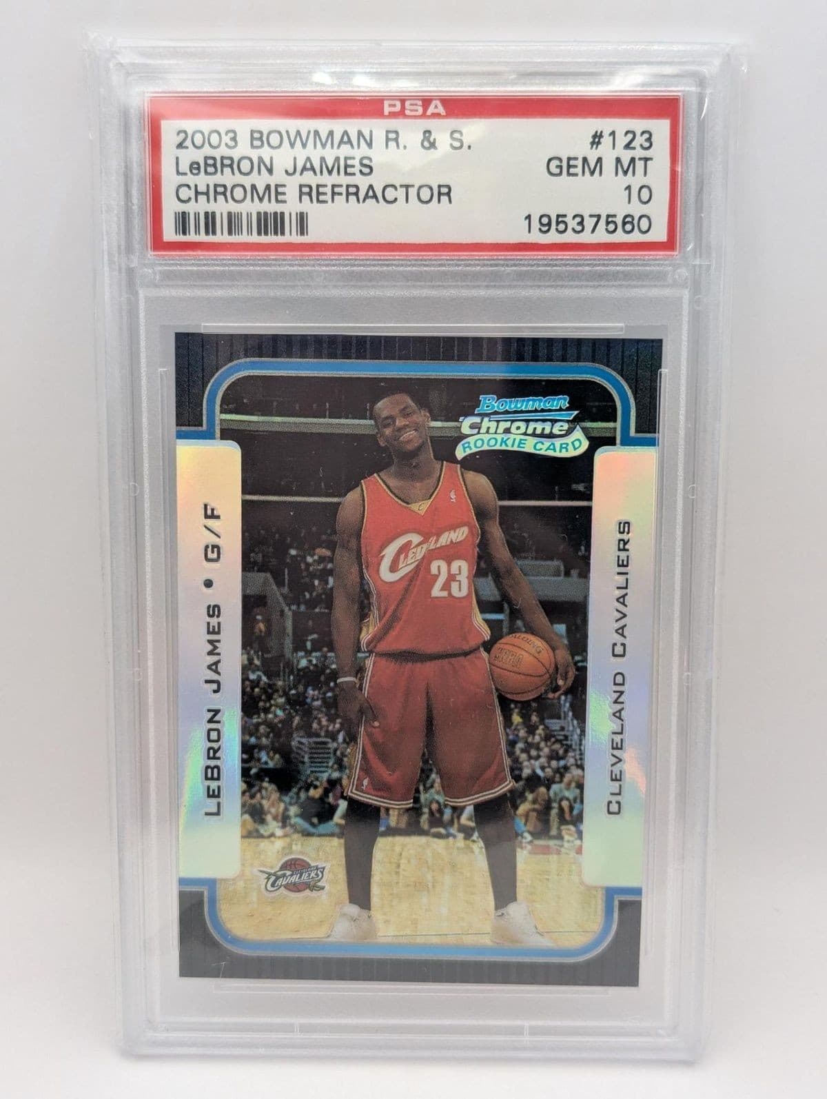 2003 LeBron James #123 Chrome Refractor Rookies and Stars 53/300 PSA GEM MT 10