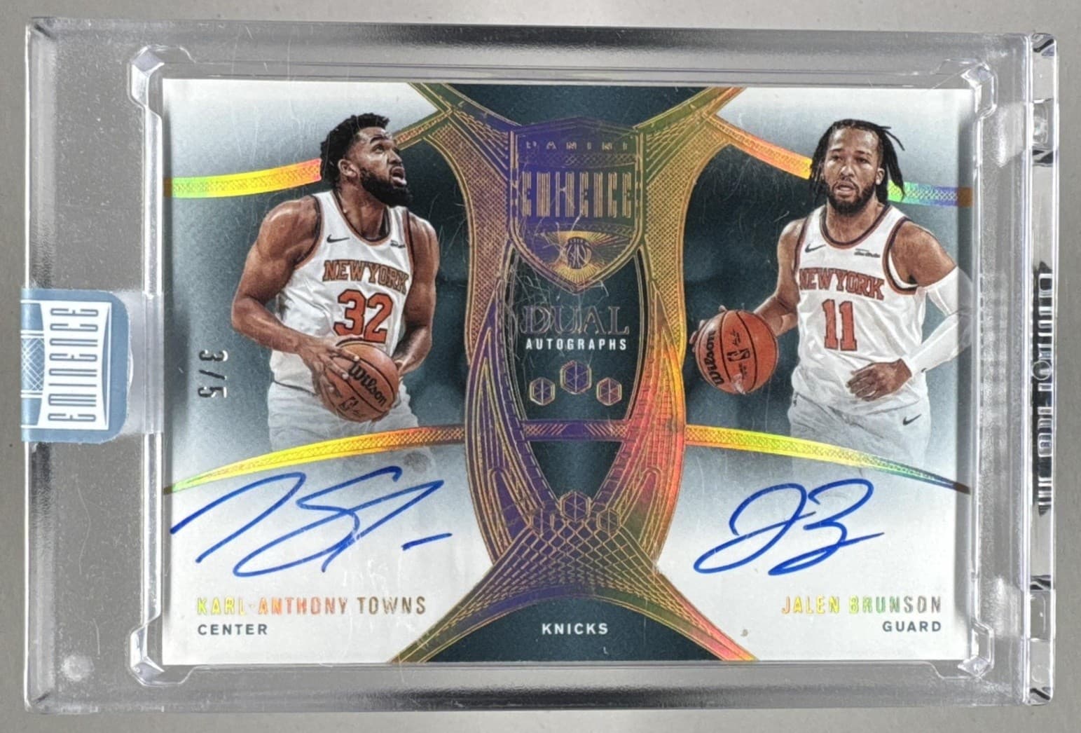 Jalen Brunson Karl-Anthony Towns 2024 Panini Eminence Dual Auto 3/5