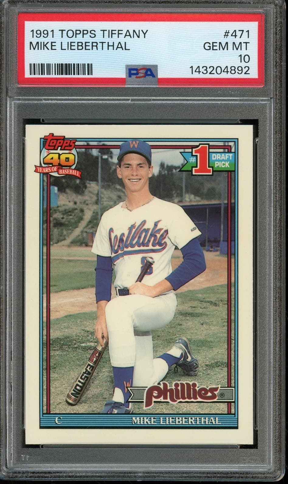 1991 TOPPS TIFFANY #471 MIKE LIEBERTHAL GEM PSA 10