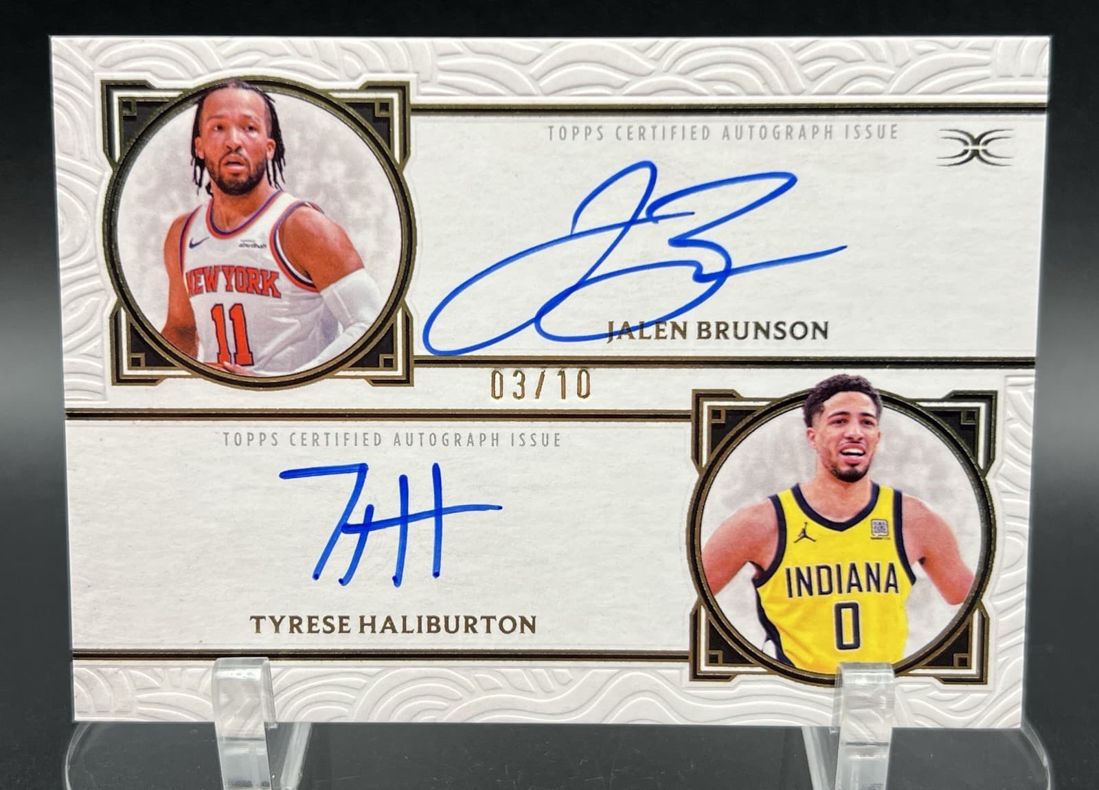 2025-26 TOPPS DEFINITIVE JALEN BRUNSON Tyrese Haliburton Dual Auto /10 DUA-JT