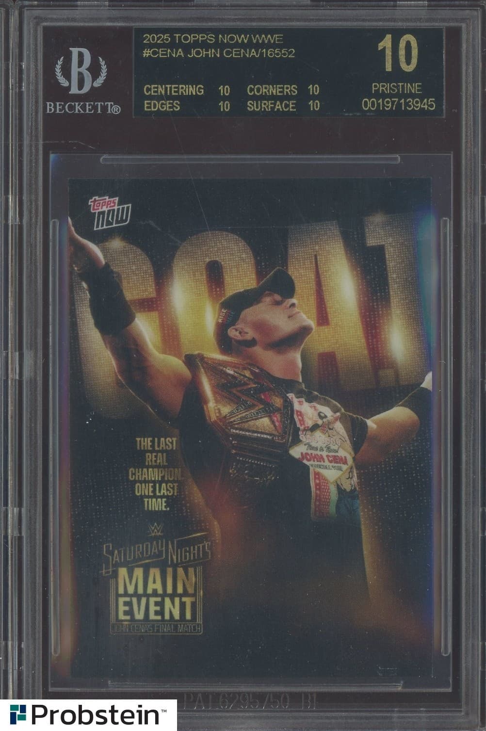 2025 Topps Now WWE Wrestling #CENA John Cena BGS 10 PRISTINE BLACK LABEL