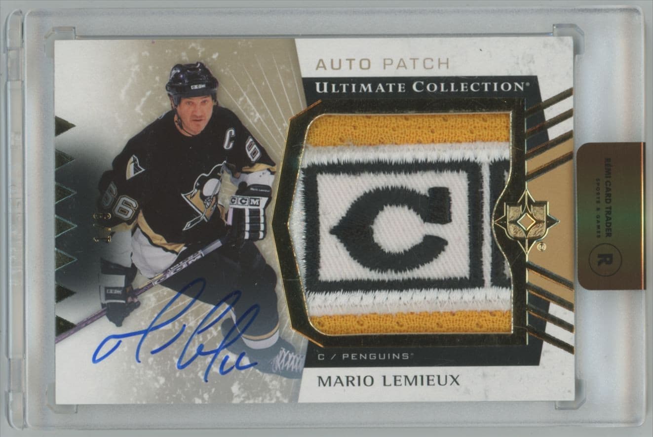 2025-26 Upper Deck Ultimate Collection Auto Patch /3 Game-Used CCM Mario Lemieux