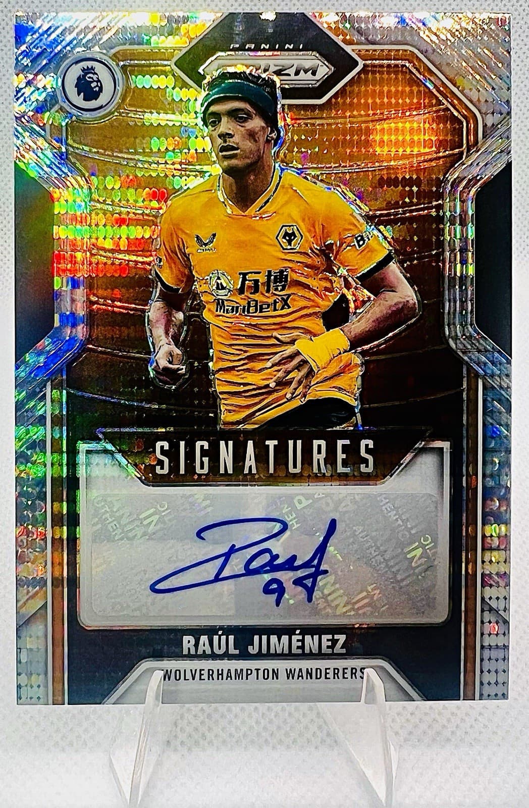 2021-22 Panini Prizm Premier League Raul Jimenez Signatures Pulsar Auto Wolves