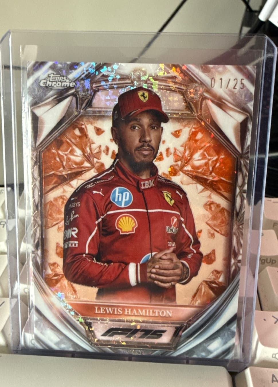 2025 Topps Chrome F1 Lewis Hamilton DIAMOND 75th Anniversary /25 Ferrari #D75-4