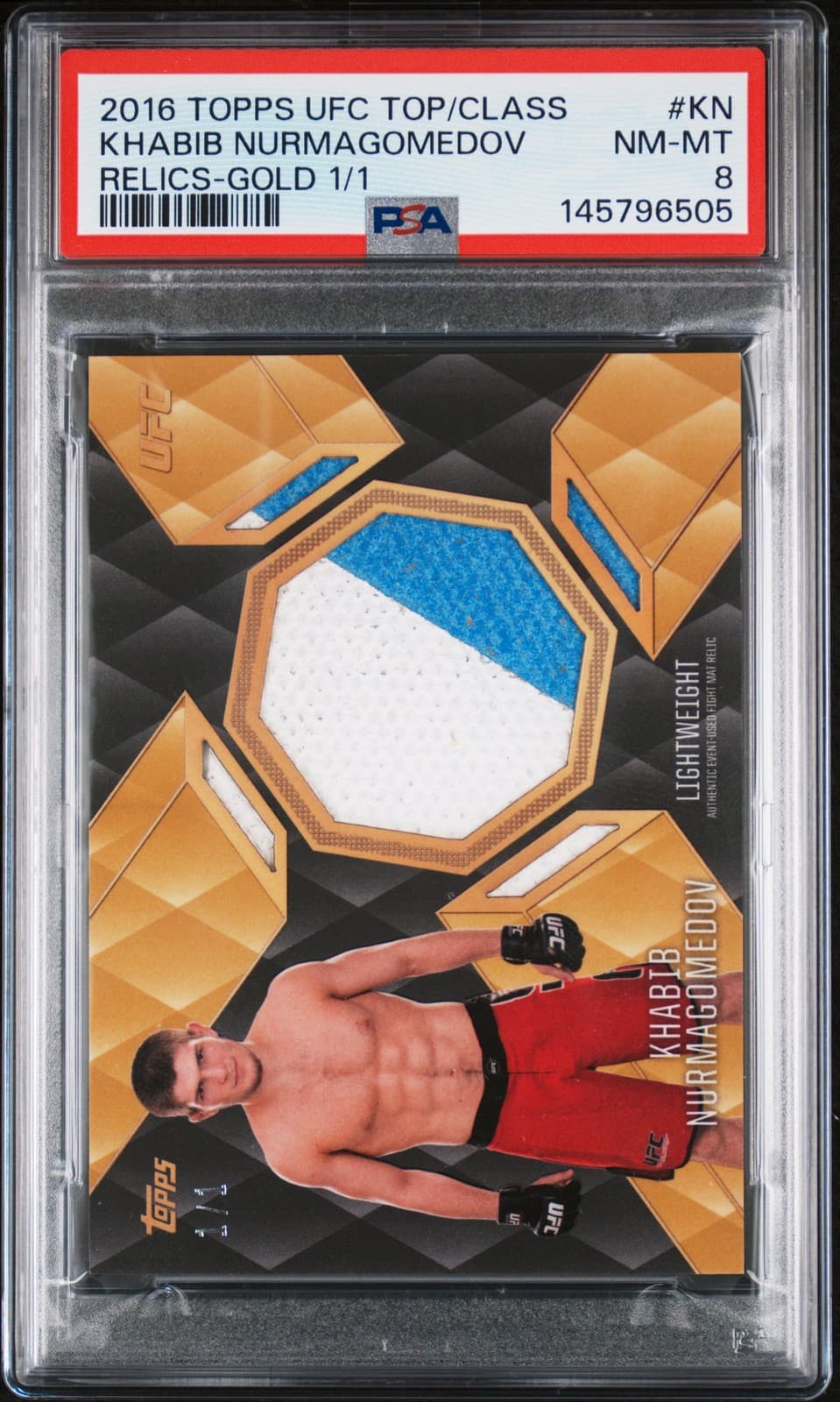 2016 TOPPS UFC TOP OF THE CLASS RELICS GOLD 1/1 KHABIB NURMAGOMEDOV 1/1 PSA 8