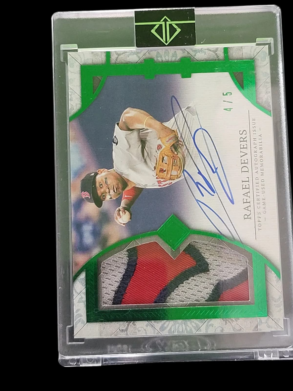 2024 Topps Transcendent Rafael Devers #TCPA-RD2 Green / 5 Game-Used Patch Auto