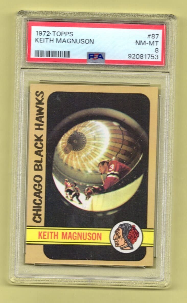 1972 Topps #87 Keith Magnuson Chicago Blackhawks PSA 8 NM-MT Hockey Card