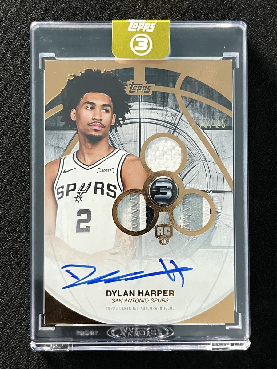 2025-26 Topps Three 3 Dylan Harper 3 Triple Patch Auto RC Rookie Bronze RPA /25