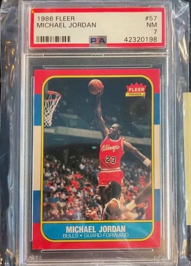 1986 Fleer #57 Michael Jordan Bulls RC PSA 7 - NM