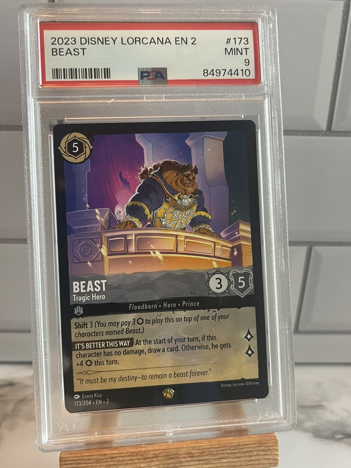 Disney Lorcana Beast Tragic Hero 173/204 Rise Of Floodborn Legendary - PSA 9
