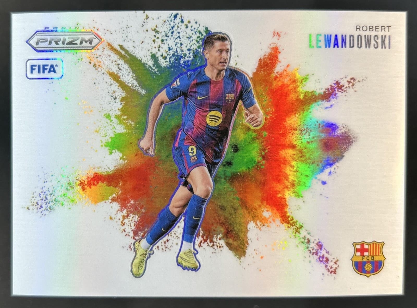 2025-26 Panini Prizm FIFA Robert Lewandowski Color Blast SSP #12 Barcelona