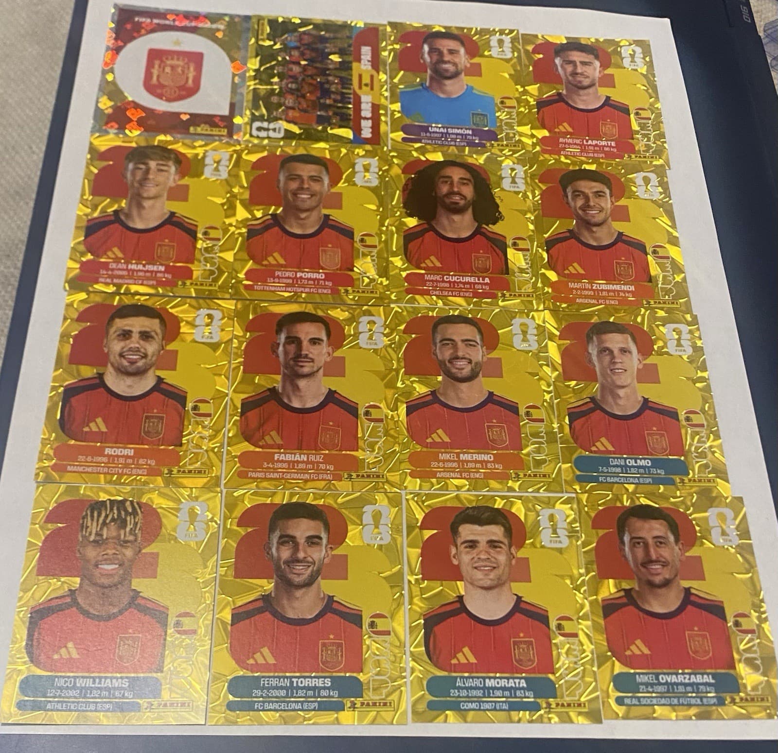 16x Spain Gold Crumple Online Exclusive Set 2026 World Cup Panini