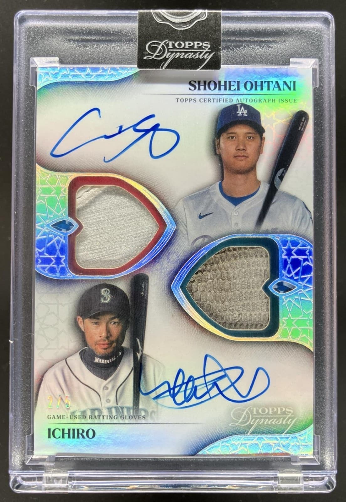 2025 Topps Dynasty Ichiro Shohei Ohtani Dual Auto Batting Glove /5 #DABG-OI MEM
