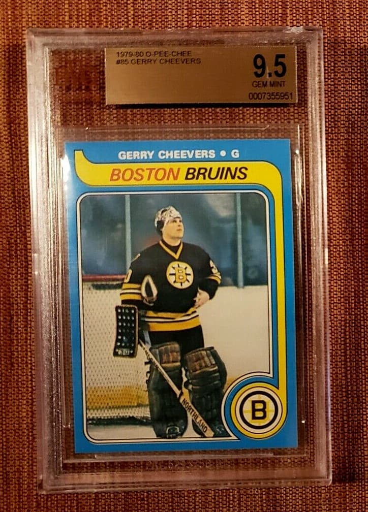 1979 O-Pee-Chee #85 Gerry Cheevers Bruins Hockey Card BVG 9.5 Gem Mint Pop 1