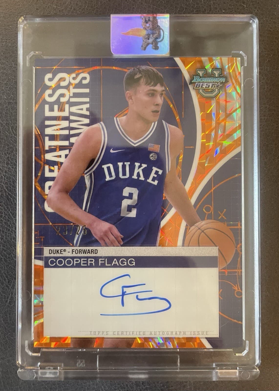 2024-25 Bowman U Best Cooper Flagg Orange Greatness Awaits Autograph /25
