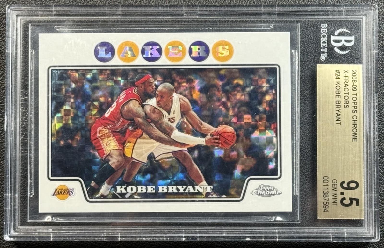 KOBE BRYANT W LEBRON JAMES BGS 9.5 2008-09 TOPPS CHROME #24 X-FRACTOR 122/288