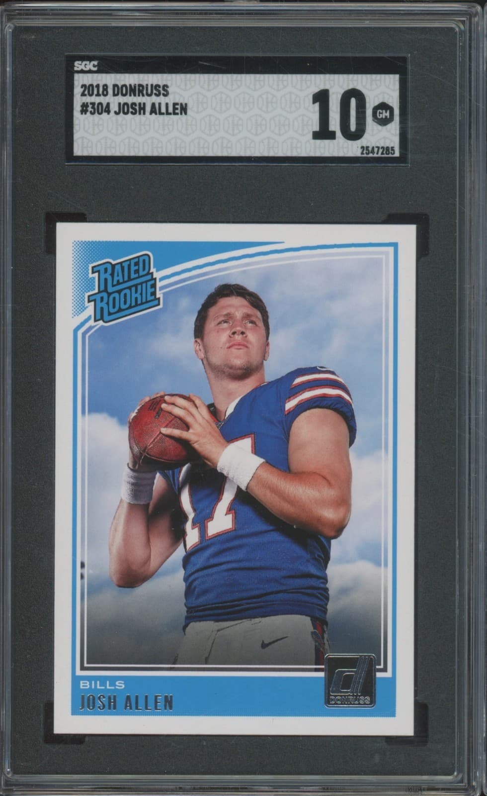 2018 Panini Donruss #304 Josh Allen RC Rookie Gem Mint SGC 10