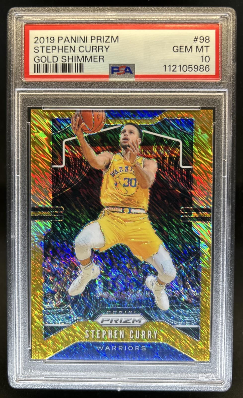 2019-20 Panini Prizm Stephen Curry Prizm Premium Gold Shimmer #/10 PSA 10