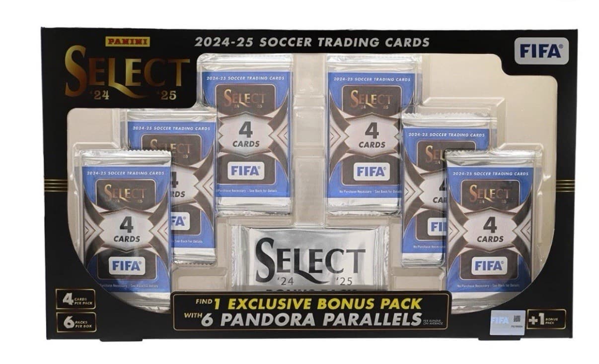 2024-25 Panini Select FIFA Soccer Box – 6 Packs + 6 Pandora Parallels NEW
