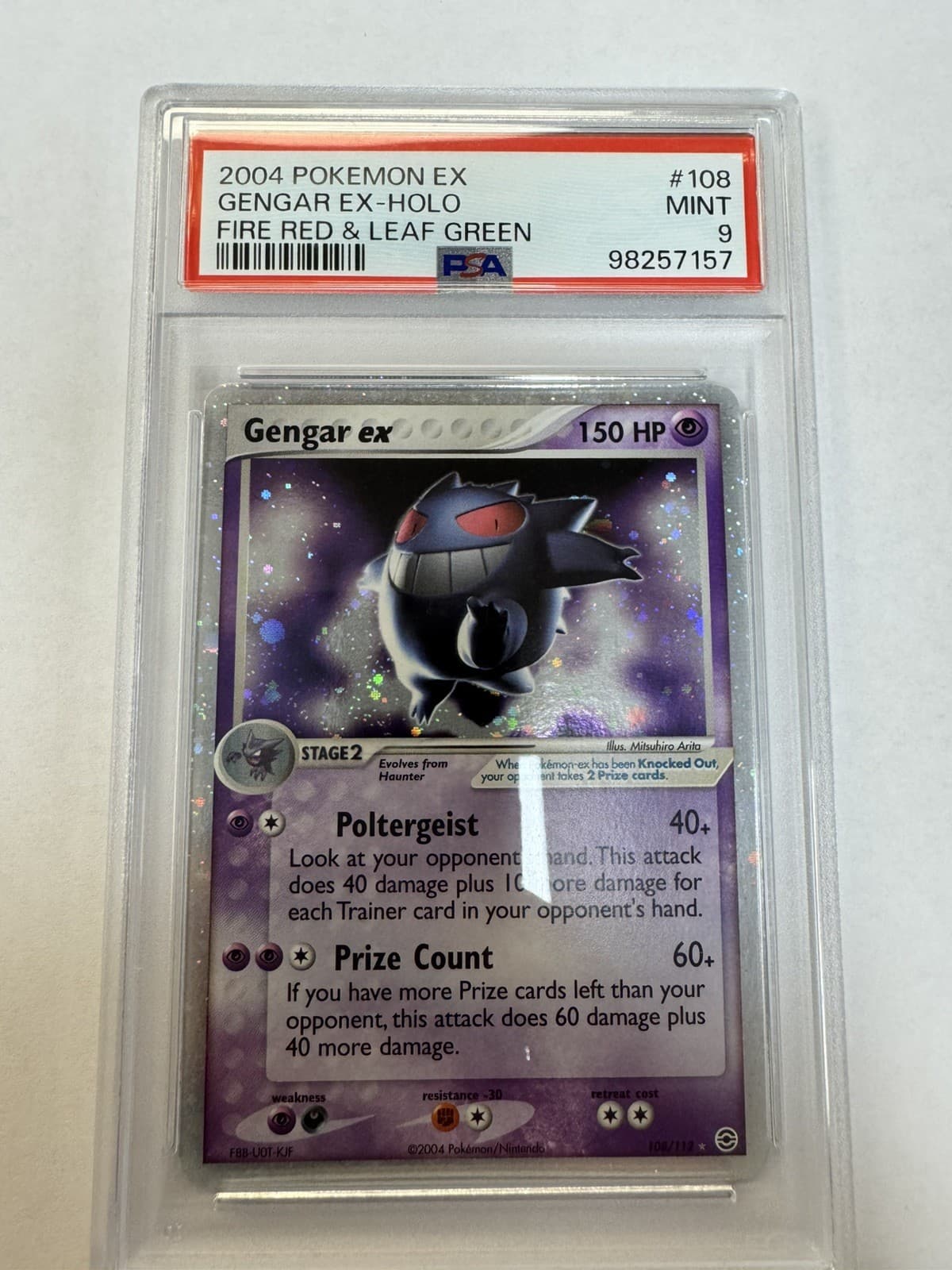 2004 POKEMON EX FIRE RED & LEAF GREEN #108 GENGAR EX-HOLO PSA 9