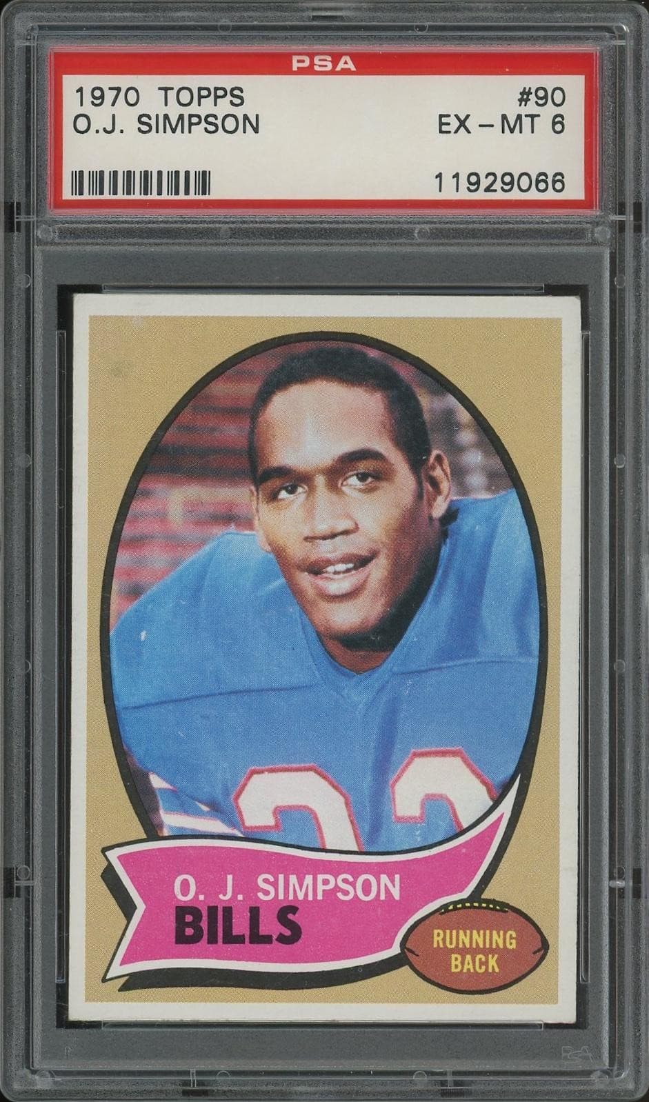 1970 Topps Football #90 O.J. Simpson Rookie PSA 6 (EX-MT)