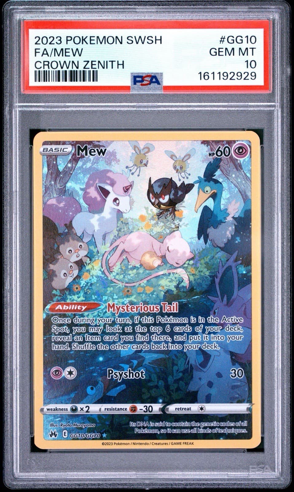 Pokemon 2023 Mew GG10/GG70 Crown Zenith Galarian Gallery Full Art Holo PSA 10