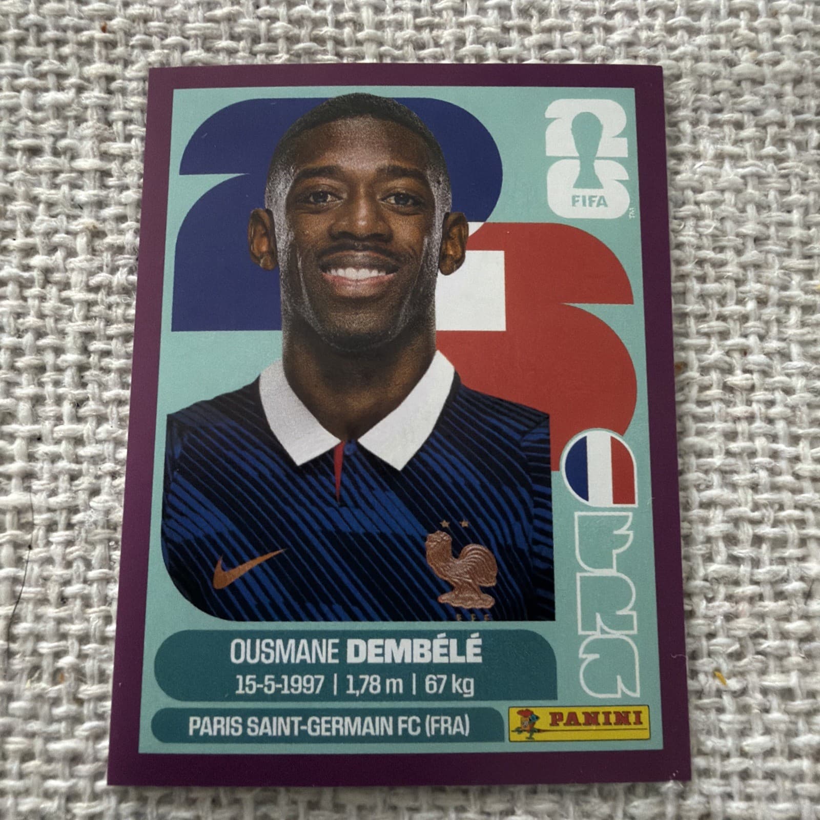 2026 Panini World Cup Sticker Ousmane Dembele Purple FRA15