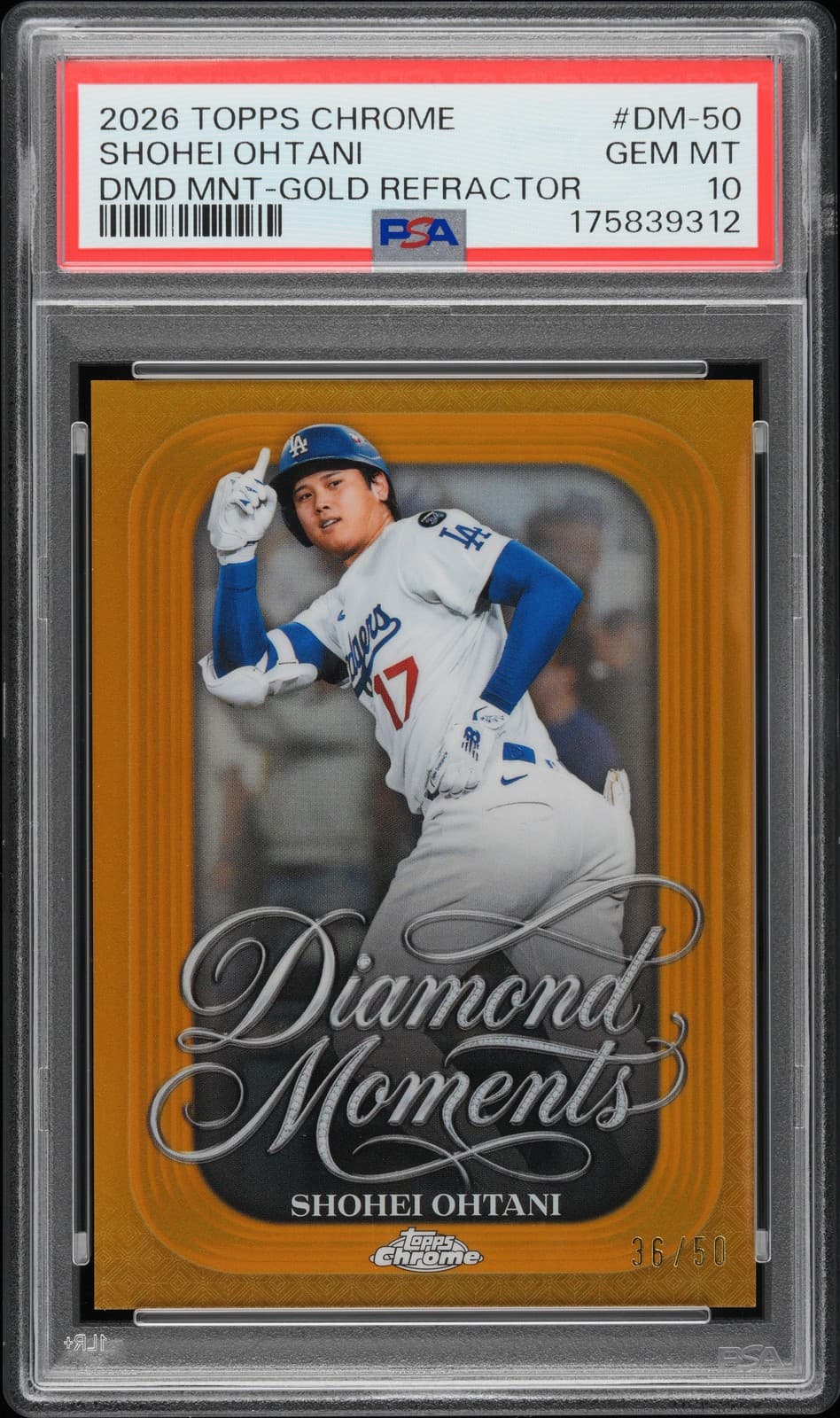 2026 Topps Chrome Diamond Moments Gold Refractor Shohei Ohtani 36/50 Psa 10