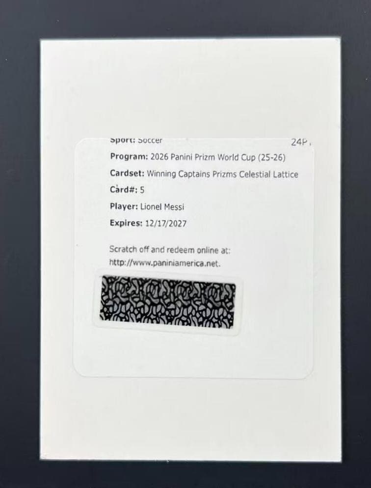 2026 Prizm World Cup Lionel Messi #5 Winning Captains Auto Celestial Lattice SSP