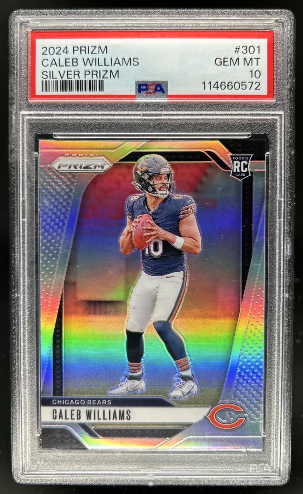 2024 Panini Prizm Caleb Williams Silver Rookie RC #301 Bears PSA 10 GEM MINT