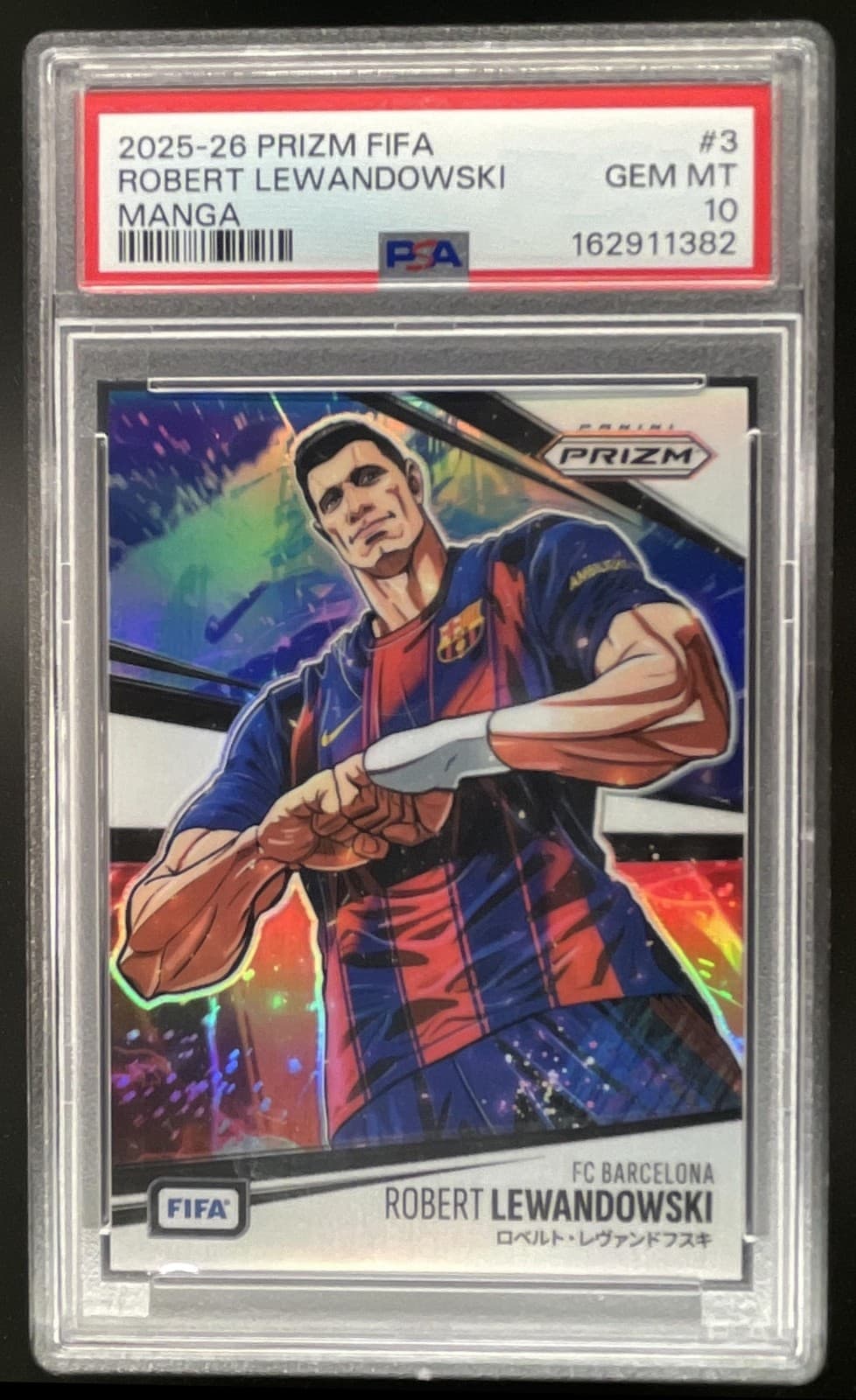 2025-26 Panini Prizm FIFA Robert Lewandowski Manga SSP #3 Barcelona PSA 10