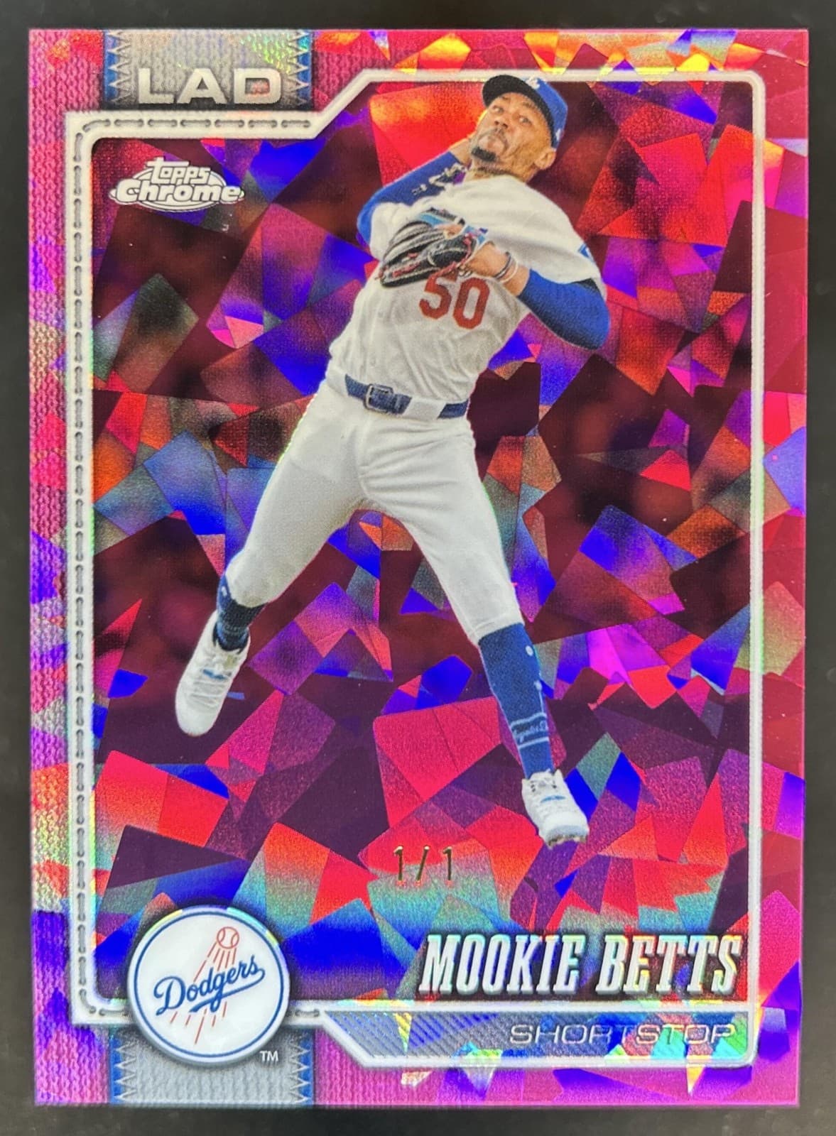 2026 Topps Chrome Sapphire Mookie Betts Padparadscha Refractor #1/1 Dodgers