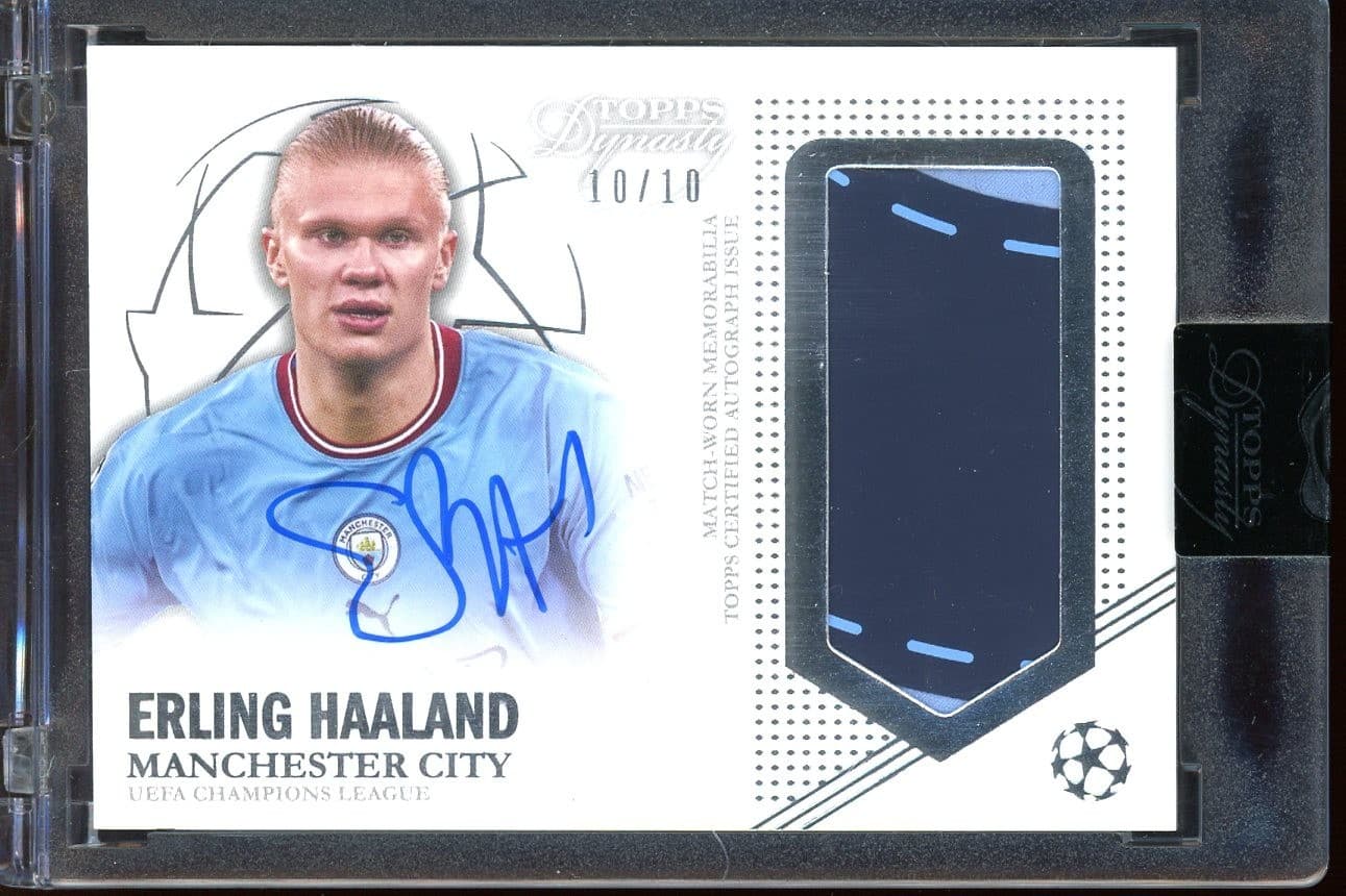 2022-23 Topps Dynasty Soccer Erling Haaland Match-Worn Patch ON CARD AUTO 10/10