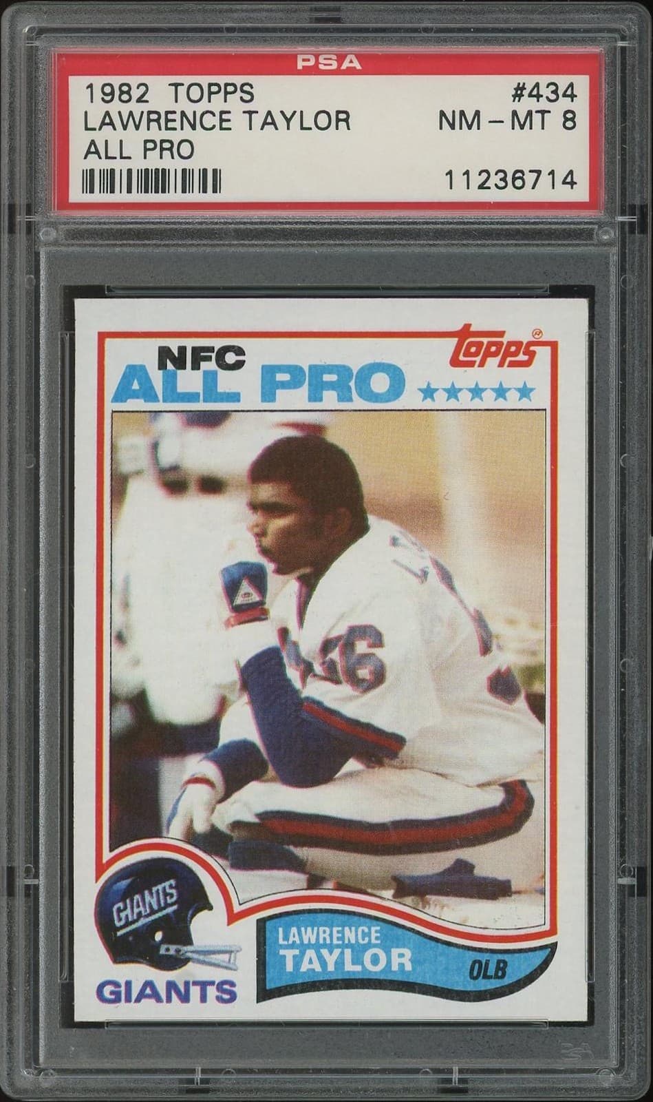 1982 Topps Football #434 Lawrence Taylor All Pro Rookie PSA 8 (NM-MT)